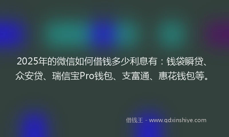 2025年的微信如何借钱多少利息有：钱袋瞬贷、众安贷、瑞信宝Pro钱包、支富通、惠花钱包等。
