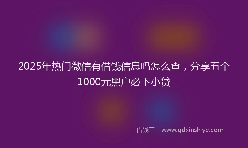 2025年热门微信有借钱信息吗怎么查，分享五个1000元黑户必下小贷