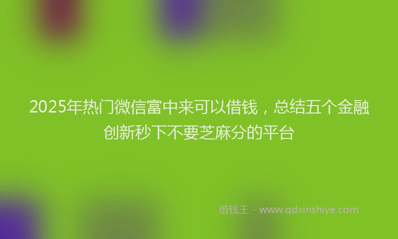 2025年热门微信富中来可以借钱，总结五个金融创新秒下不要芝麻分的平台