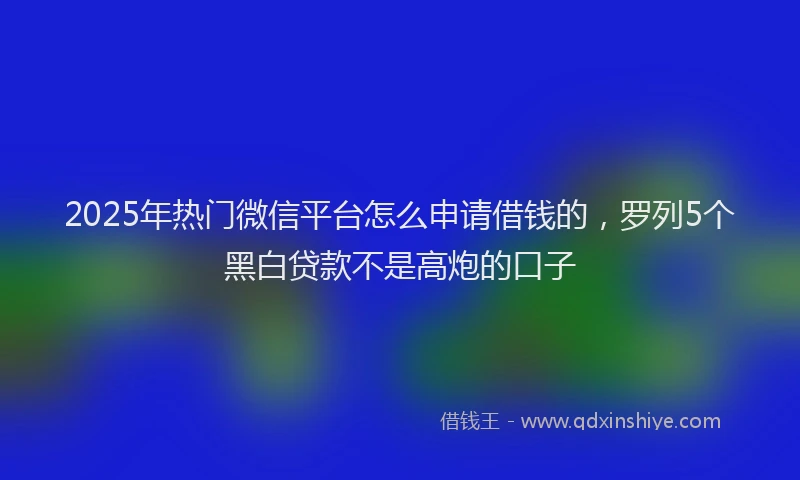 2025年热门微信平台怎么申请借钱的，罗列5个黑白贷款不是高炮的口子