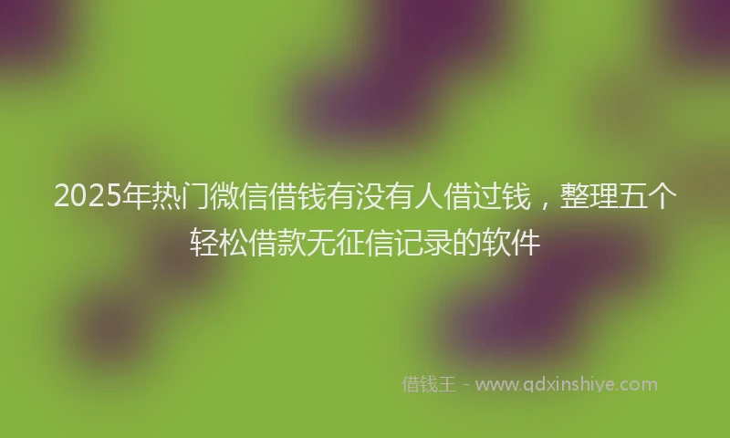 2025年热门微信借钱有没有人借过钱，整理五个轻松借款无征信记录的软件