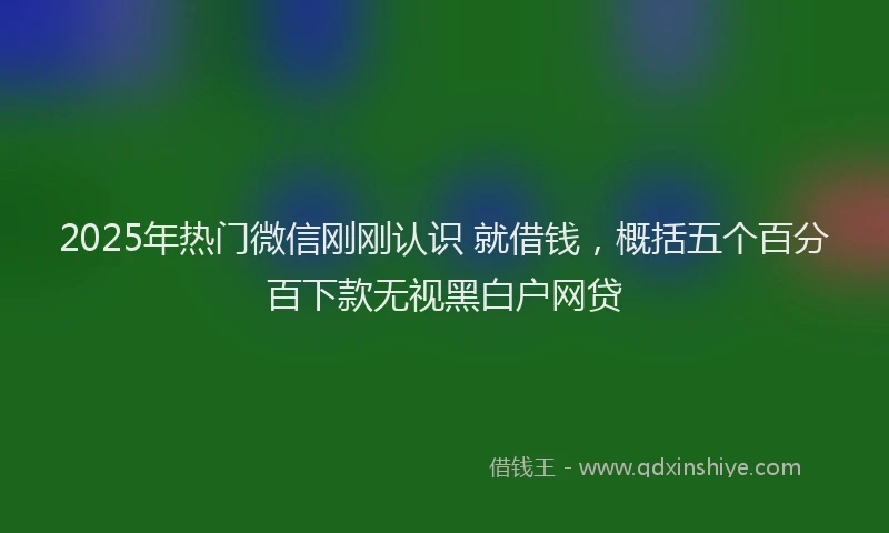 2025年热门微信刚刚认识 就借钱，概括五个百分百下款无视黑白户网贷