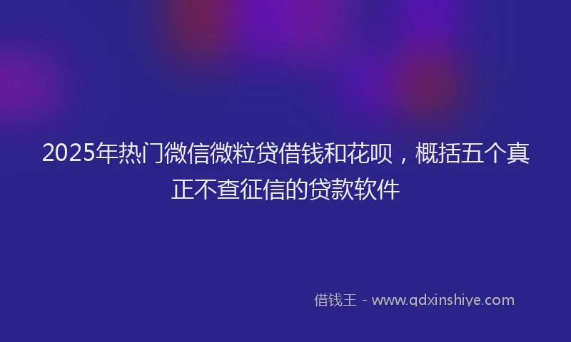 2025年热门微信微粒贷借钱和花呗，概括五个真正不查征信的贷款软件