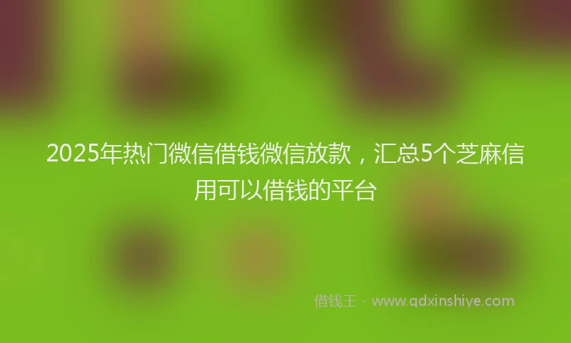 2025年热门微信借钱微信放款，汇总5个芝麻信用可以借钱的平台
