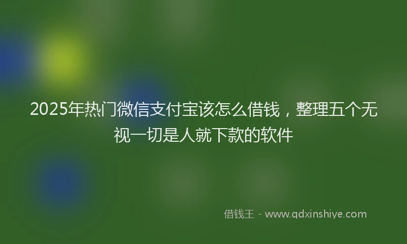 2025年热门微信支付宝该怎么借钱，整理五个无视一切是人就下款的软件