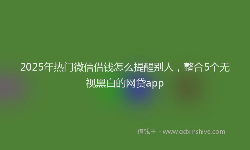 2025年热门微信借钱怎么提醒别人，整合5个无视黑白的网贷app