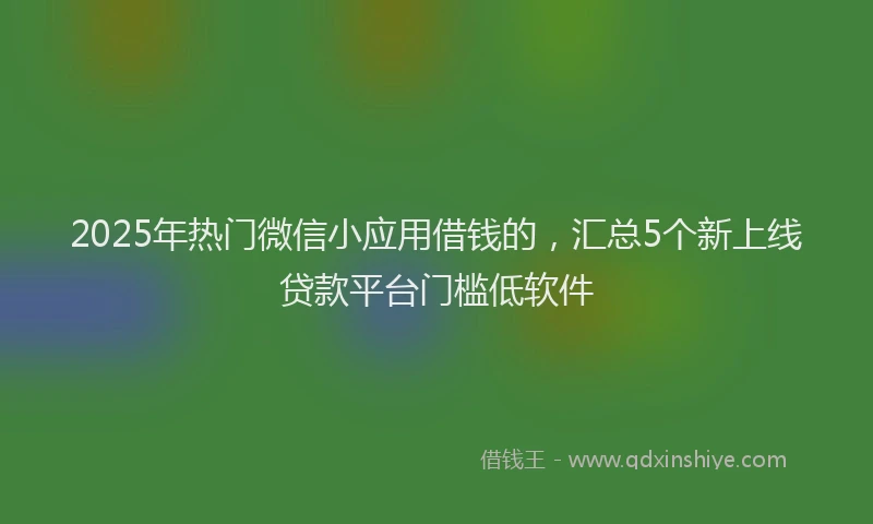 2025年热门微信小应用借钱的，汇总5个新上线贷款平台门槛低软件