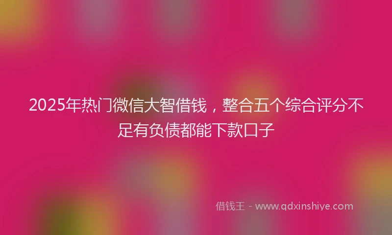 2025年热门微信大智借钱，整合五个综合评分不足有负债都能下款口子
