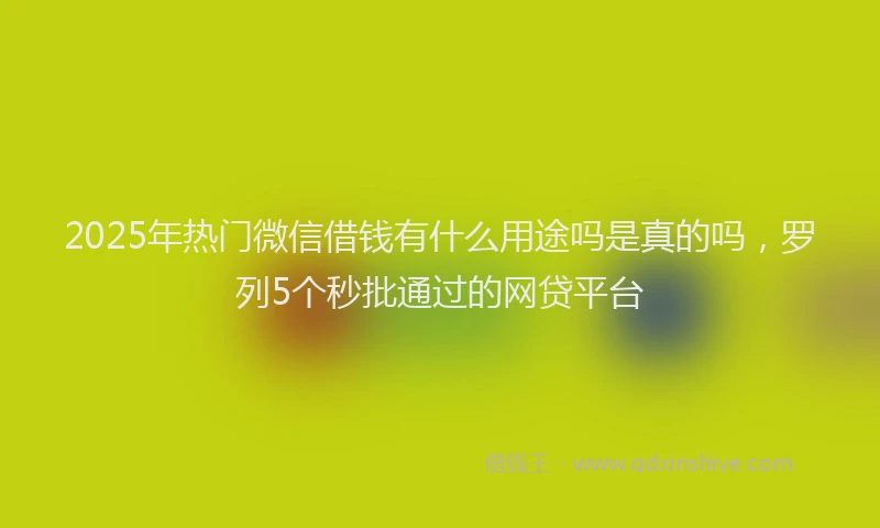 2025年热门微信借钱有什么用途吗是真的吗，罗列5个秒批通过的网贷平台