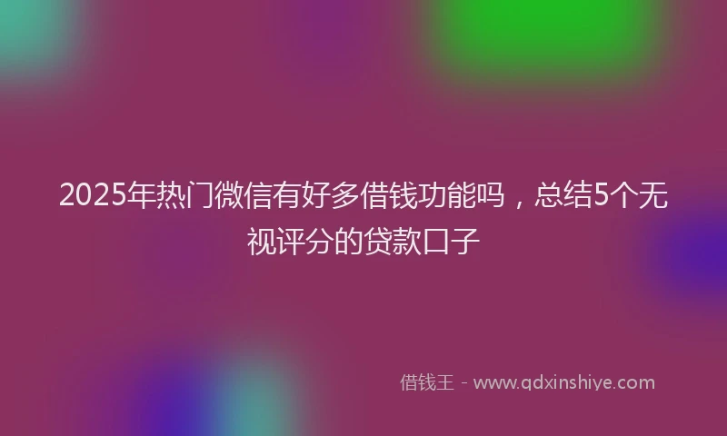 2025年热门微信有好多借钱功能吗，总结5个无视评分的贷款口子