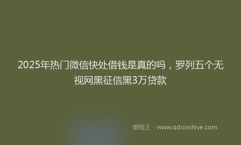 2025年热门微信快处借钱是真的吗，罗列五个无视网黑征信黑3万贷款