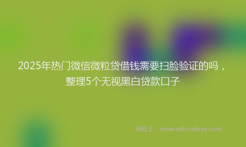 2025年热门微信微粒贷借钱需要扫脸验证的吗，整理5个无视黑白贷款口子