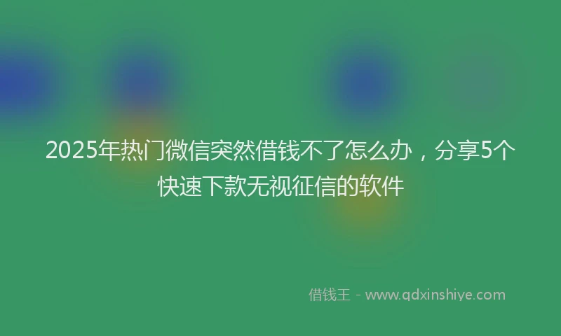 2025年热门微信突然借钱不了怎么办，分享5个快速下款无视征信的软件