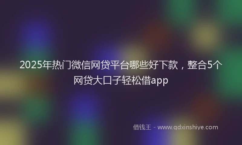 2025年热门微信网贷平台哪些好下款，整合5个网贷大口子轻松借app