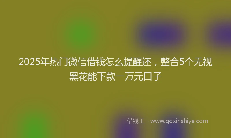 2025年热门微信借钱怎么提醒还，整合5个无视黑花能下款一万元口子