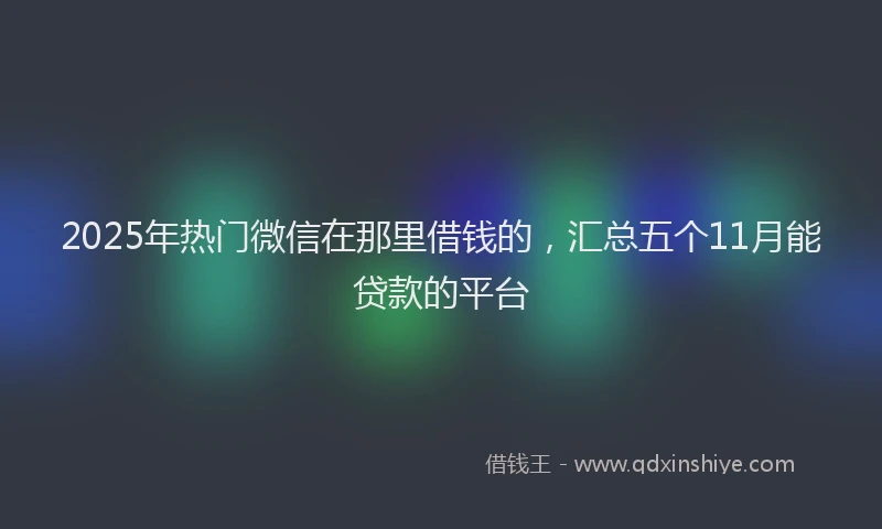 2025年热门微信在那里借钱的，汇总五个11月能贷款的平台