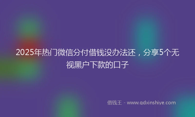 2025年热门微信分付借钱没办法还，分享5个无视黑户下款的口子