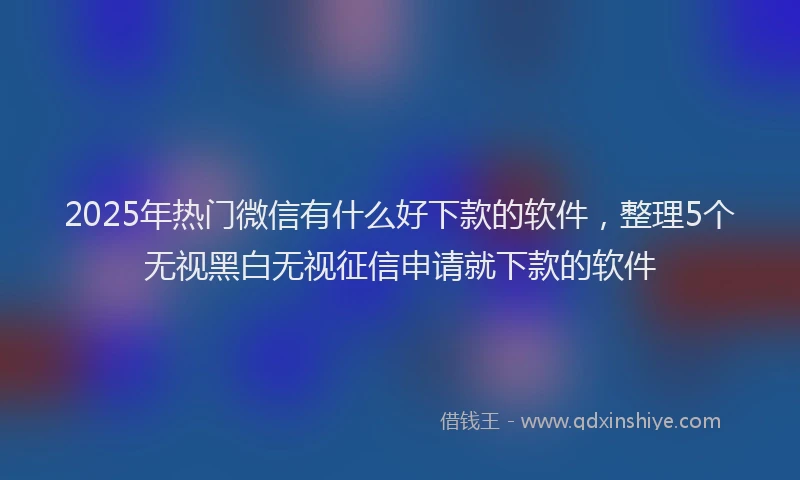 2025年热门微信有什么好下款的软件，整理5个无视黑白无视征信申请就下款的软件