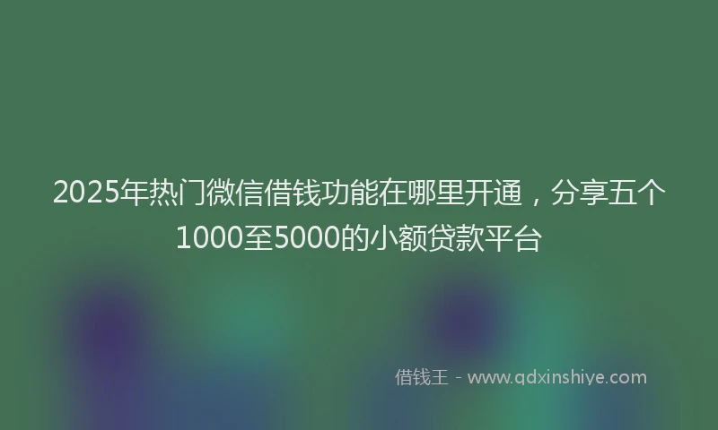 2025年热门微信借钱功能在哪里开通，分享五个1000至5000的小额贷款平台