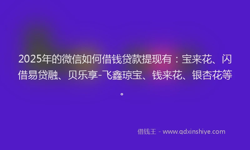 2025年的微信如何借钱贷款提现有：宝来花、闪借易贷融、贝乐享-飞鑫琼宝、钱来花、银杏花等。