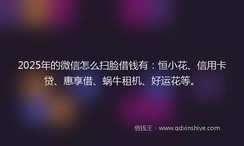 2025年的微信怎么扫脸借钱有：恒小花、信用卡贷、惠享借、蜗牛租机、好运花等。