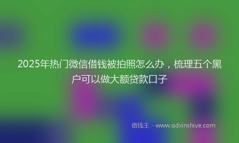 2025年热门微信借钱被拍照怎么办，梳理五个黑户可以做大额贷款口子