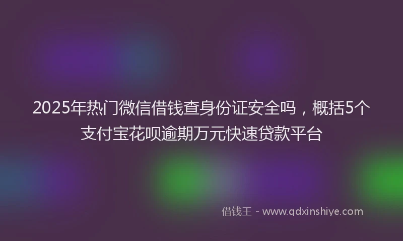 2025年热门微信借钱查身份证安全吗，概括5个支付宝花呗逾期万元快速贷款平台
