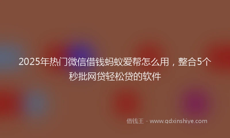 2025年热门微信借钱蚂蚁爱帮怎么用，整合5个秒批网贷轻松贷的软件