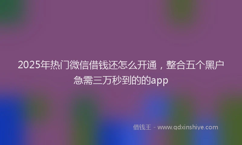 2025年热门微信借钱还怎么开通，整合五个黑户急需三万秒到的的app