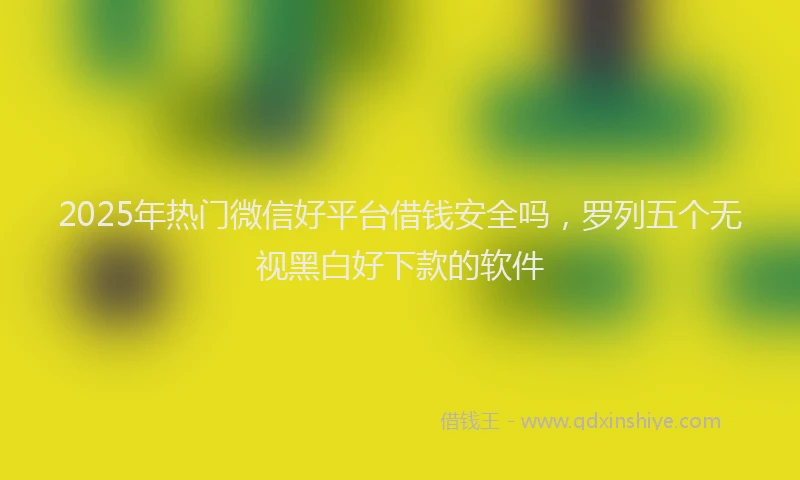 2025年热门微信好平台借钱安全吗，罗列五个无视黑白好下款的软件
