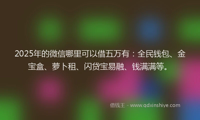 2025年的微信哪里可以借五万有：全民钱包、金宝盒、萝卜租、闪贷宝易融、钱满满等。