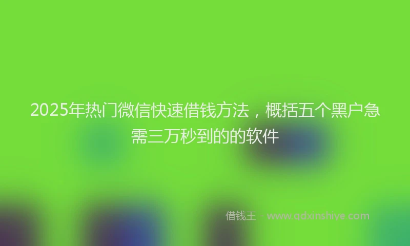 2025年热门微信快速借钱方法，概括五个黑户急需三万秒到的的软件
