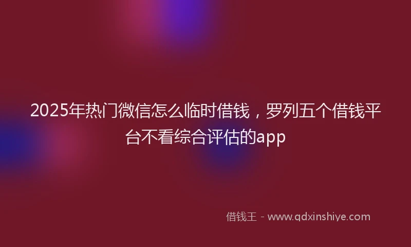 2025年热门微信怎么临时借钱，罗列五个借钱平台不看综合评估的app