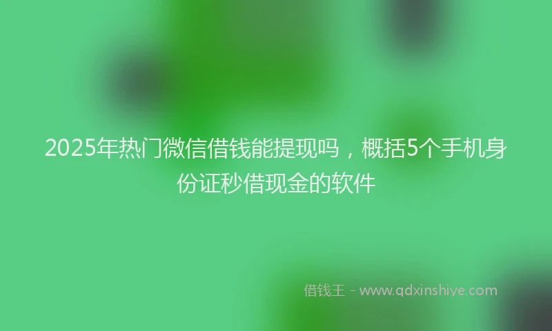 2025年热门微信借钱能提现吗，概括5个手机身份证秒借现金的软件