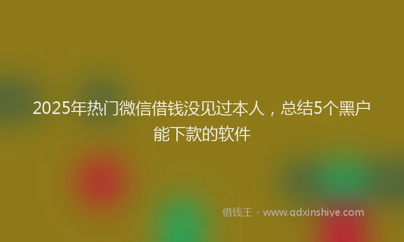2025年热门微信借钱没见过本人，总结5个黑户能下款的软件