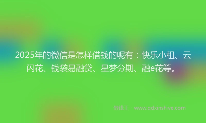2025年的微信是怎样借钱的呢有：快乐小租、云闪花、钱袋易融贷、星梦分期、融e花等。