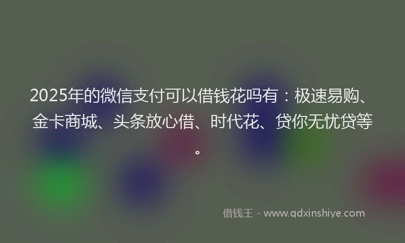 2025年的微信支付可以借钱花吗有：极速易购、金卡商城、头条放心借、时代花、贷你无忧贷等。