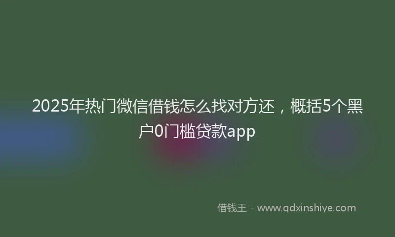 2025年热门微信借钱怎么找对方还，概括5个黑户0门槛贷款app