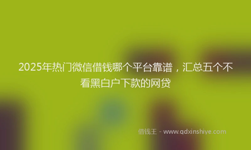 2025年热门微信借钱哪个平台靠谱，汇总五个不看黑白户下款的网贷
