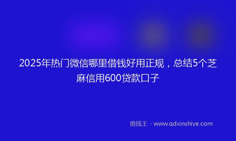 2025年热门微信哪里借钱好用正规，总结5个芝麻信用600贷款口子