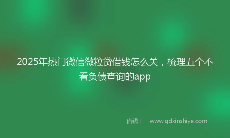 2025年热门微信微粒贷借钱怎么关，梳理五个不看负债查询的app