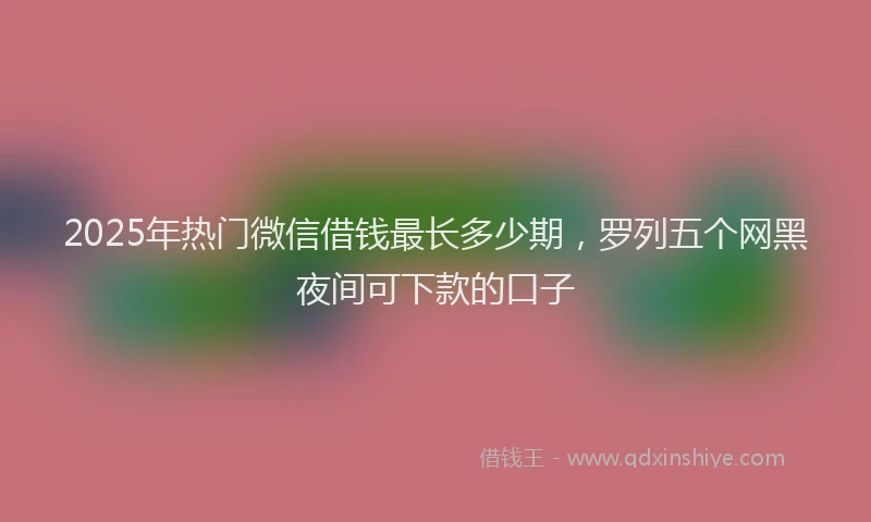 2025年热门微信借钱最长多少期，罗列五个网黑夜间可下款的口子