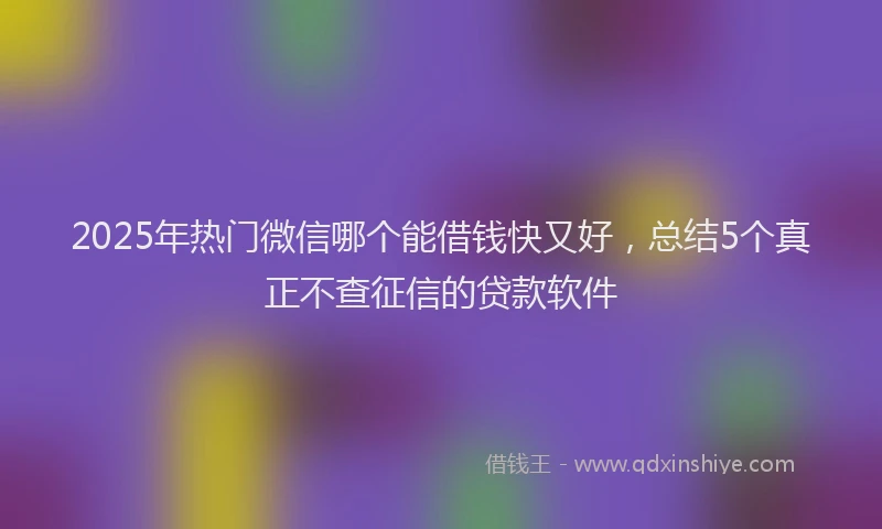 2025年热门微信哪个能借钱快又好，总结5个真正不查征信的贷款软件