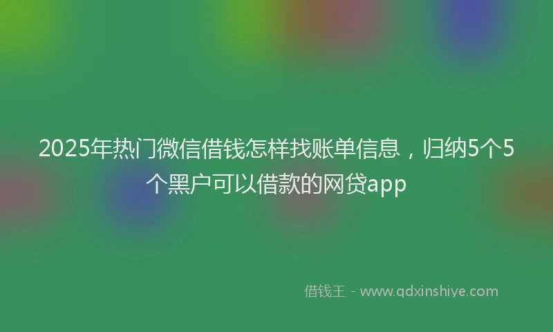 2025年热门微信借钱怎样找账单信息，归纳5个5个黑户可以借款的网贷app
