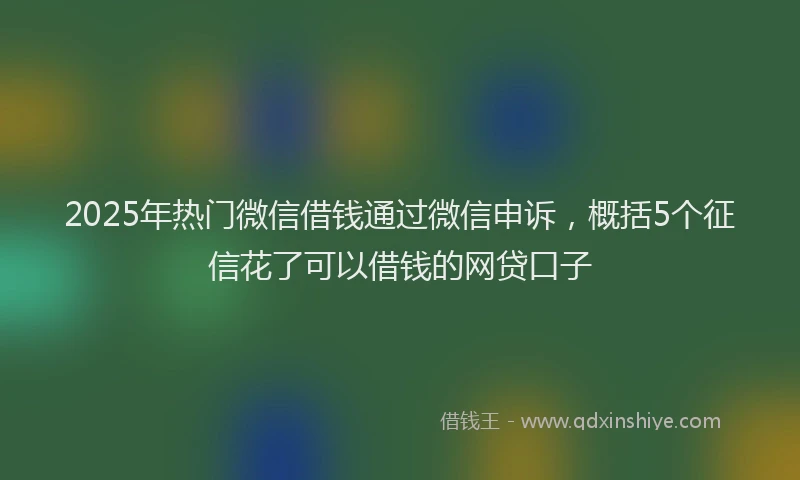 2025年热门微信借钱通过微信申诉，概括5个征信花了可以借钱的网贷口子
