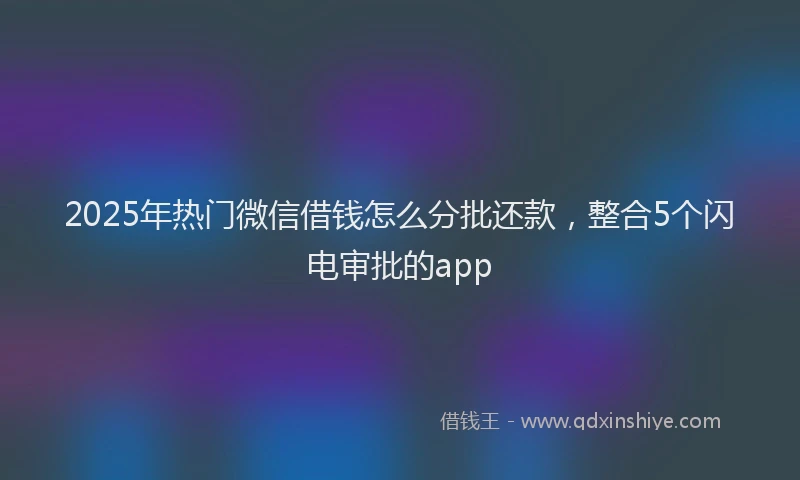 2025年热门微信借钱怎么分批还款，整合5个闪电审批的app
