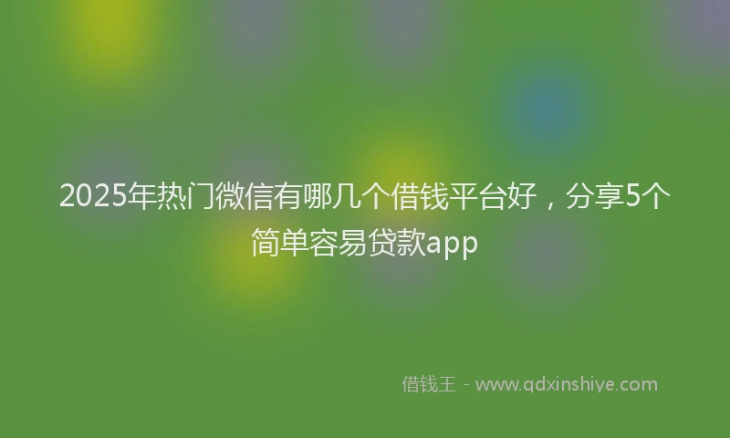 2025年热门微信有哪几个借钱平台好，分享5个简单容易贷款app
