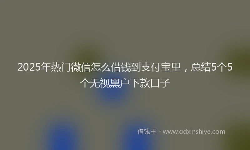 2025年热门微信怎么借钱到支付宝里，总结5个5个无视黑户下款口子