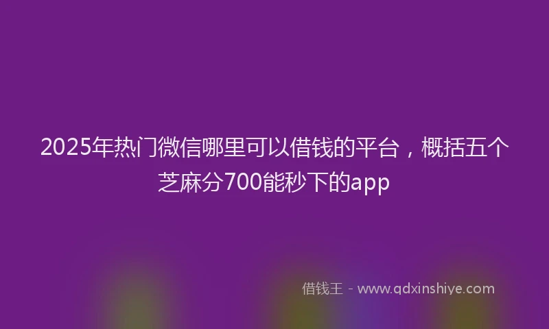 2025年热门微信哪里可以借钱的平台，概括五个芝麻分700能秒下的app