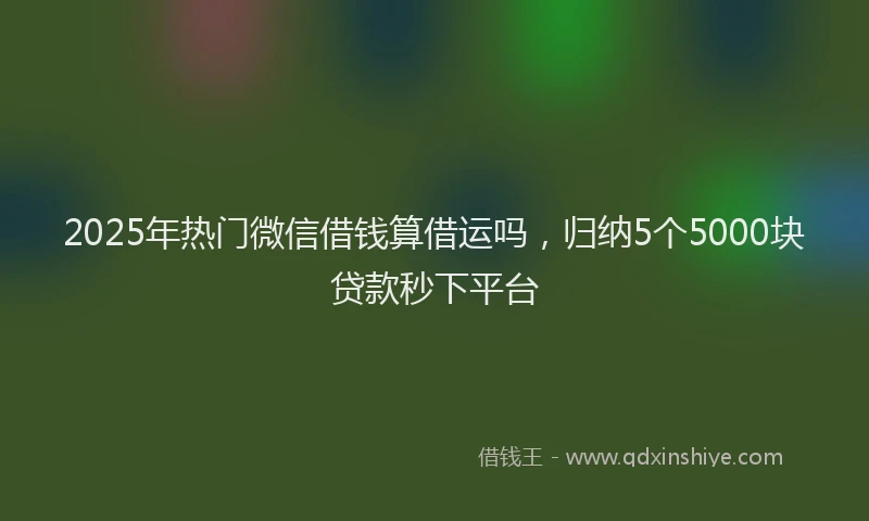 2025年热门微信借钱算借运吗，归纳5个5000块贷款秒下平台